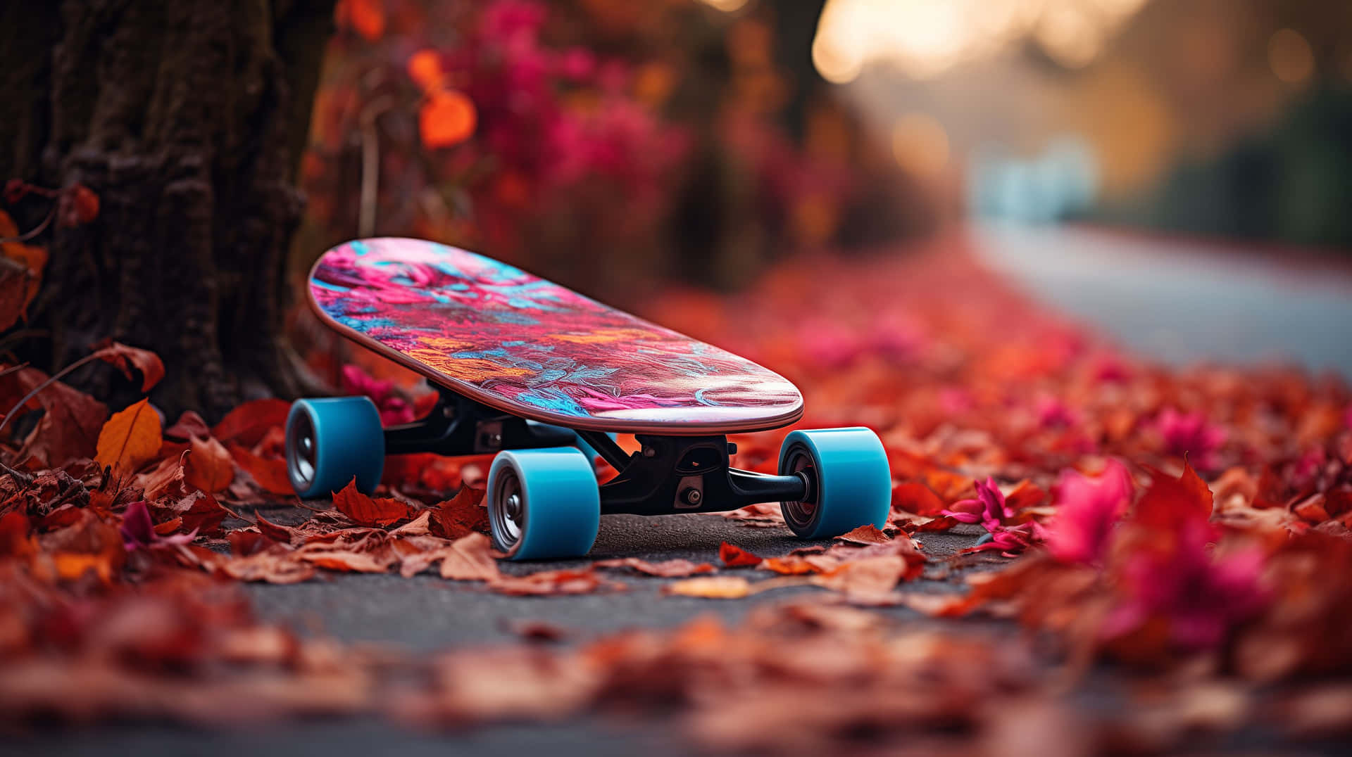 Autumn Skateboard Scene Wallpaper