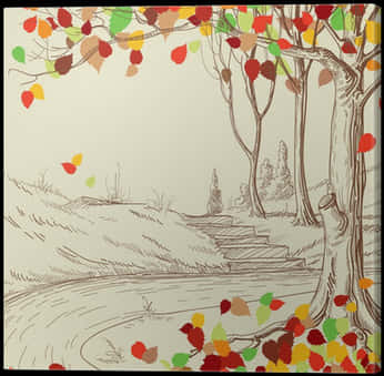 Autumn Sketch_ Colorful Leaves PNG