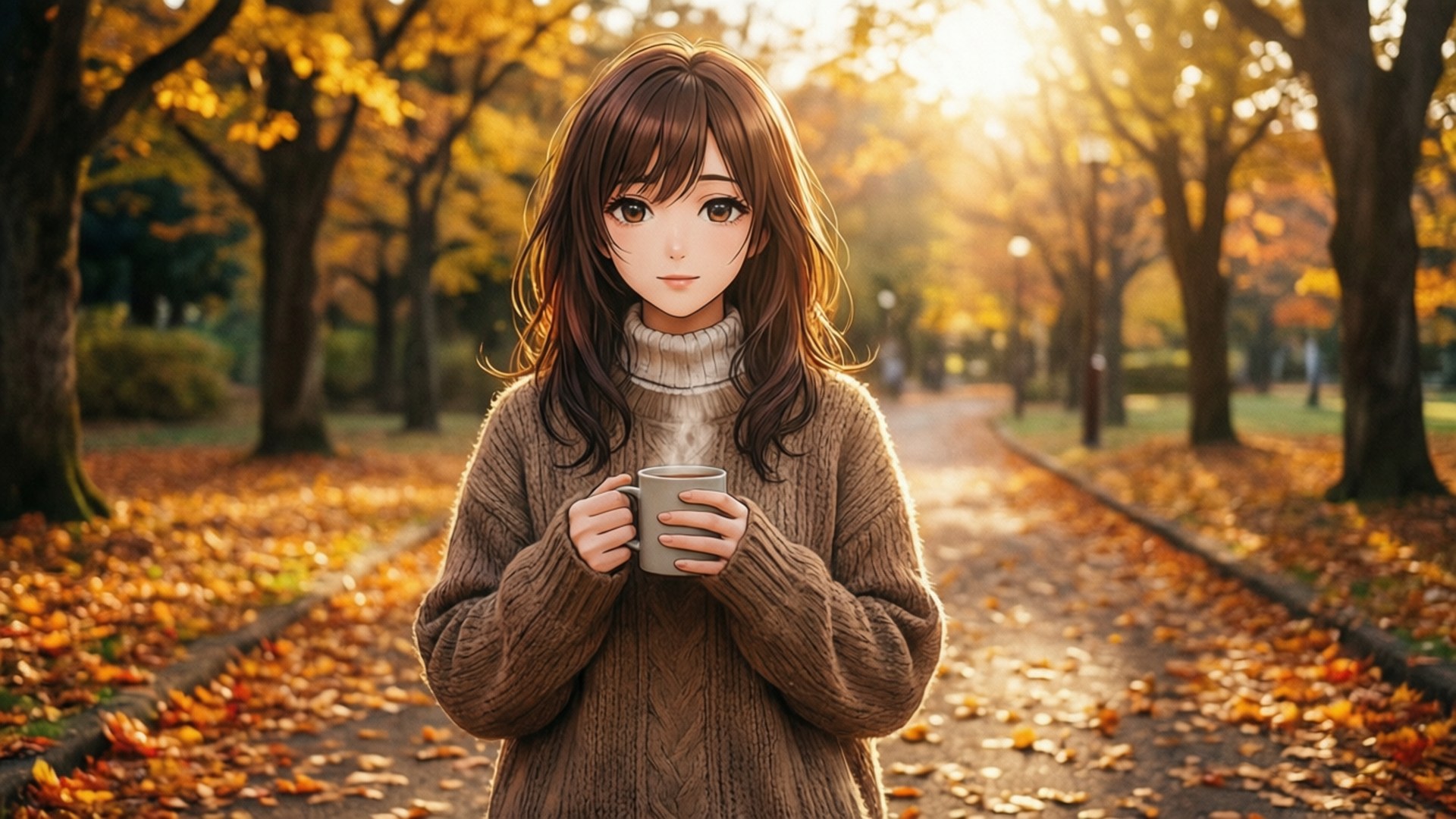 Ninamori Eri nyter en fredelig høstdag i parken.