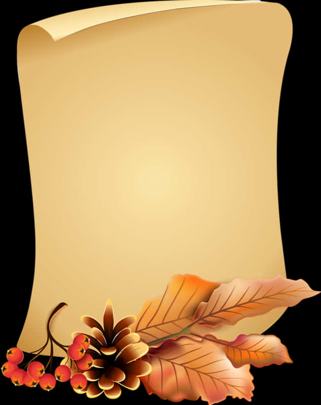 Autumn Themed Scroll Background PNG