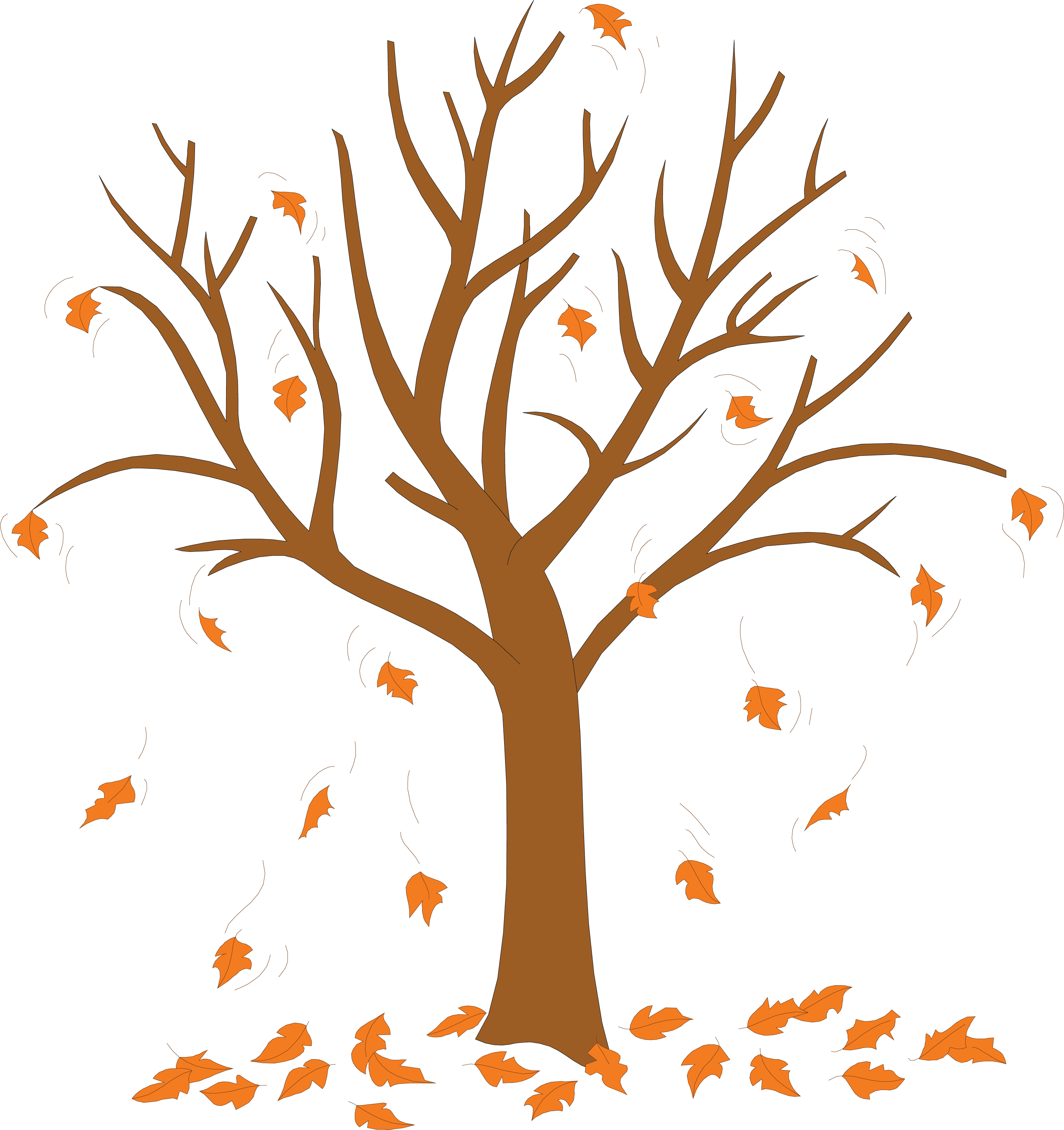 Autumn Tree Falling Leaves PNG