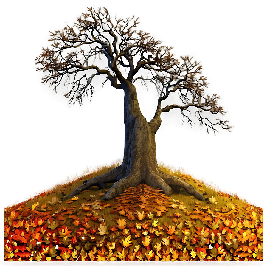 Autumn Tree On Hill Png Elc PNG
