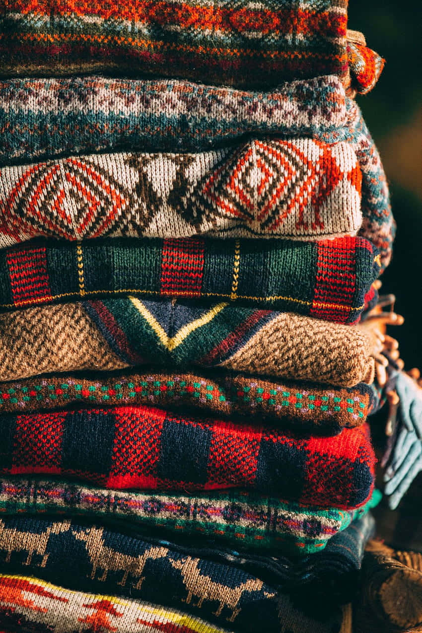Cozy Autumn Knitted Sweaters Wallpaper
