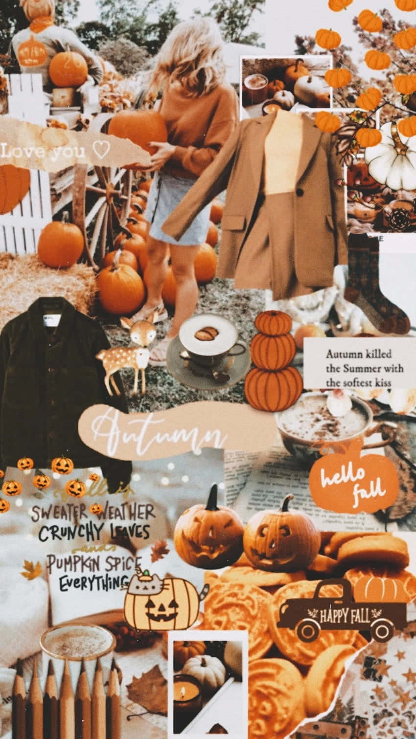 Autumn Vibes Collage Fall Halloween Aesthetic Wallpaper