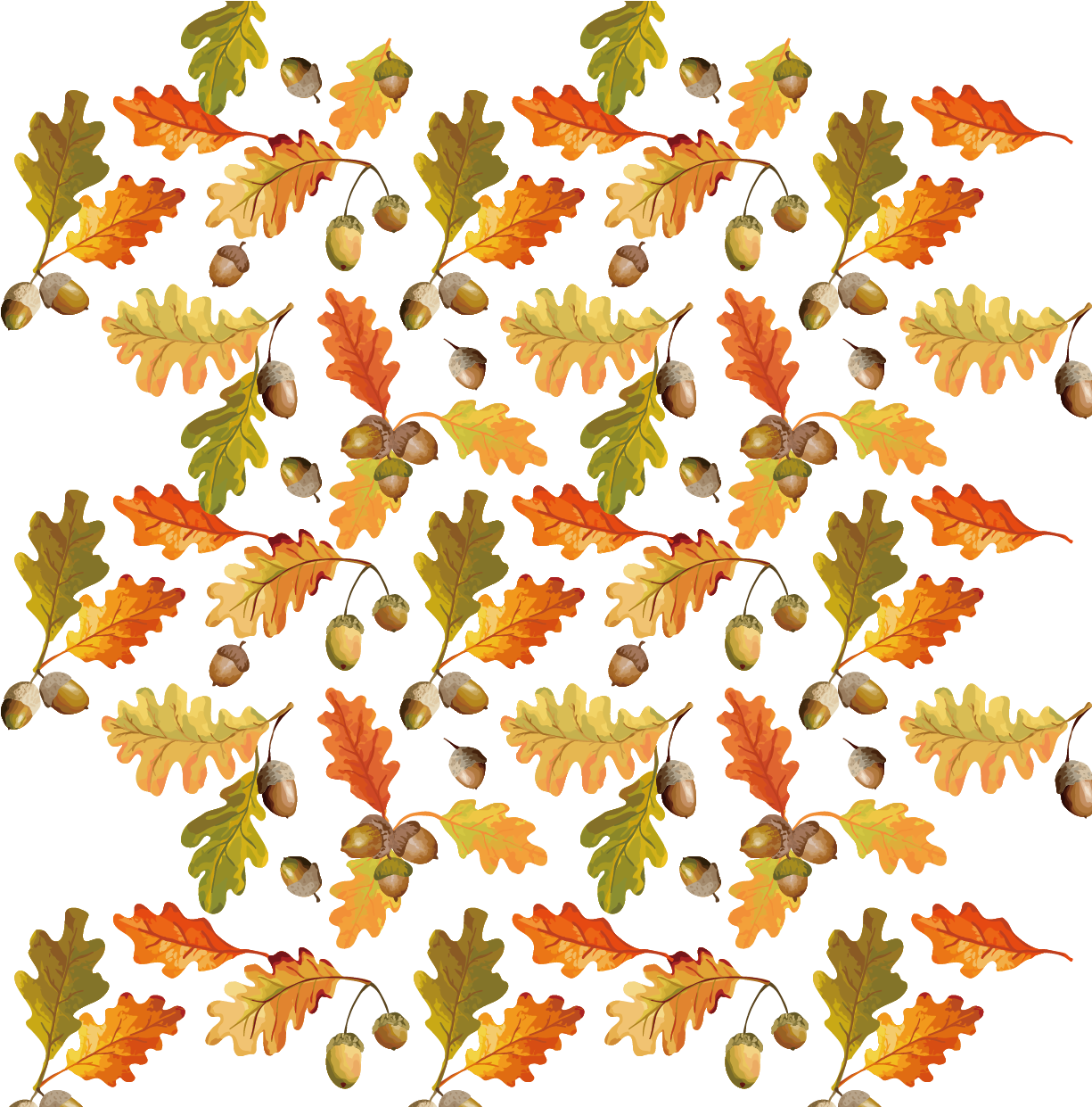 Download Autumn_ Oak_ Leaves_and_ Acorns_ Pattern | Wallpapers.com