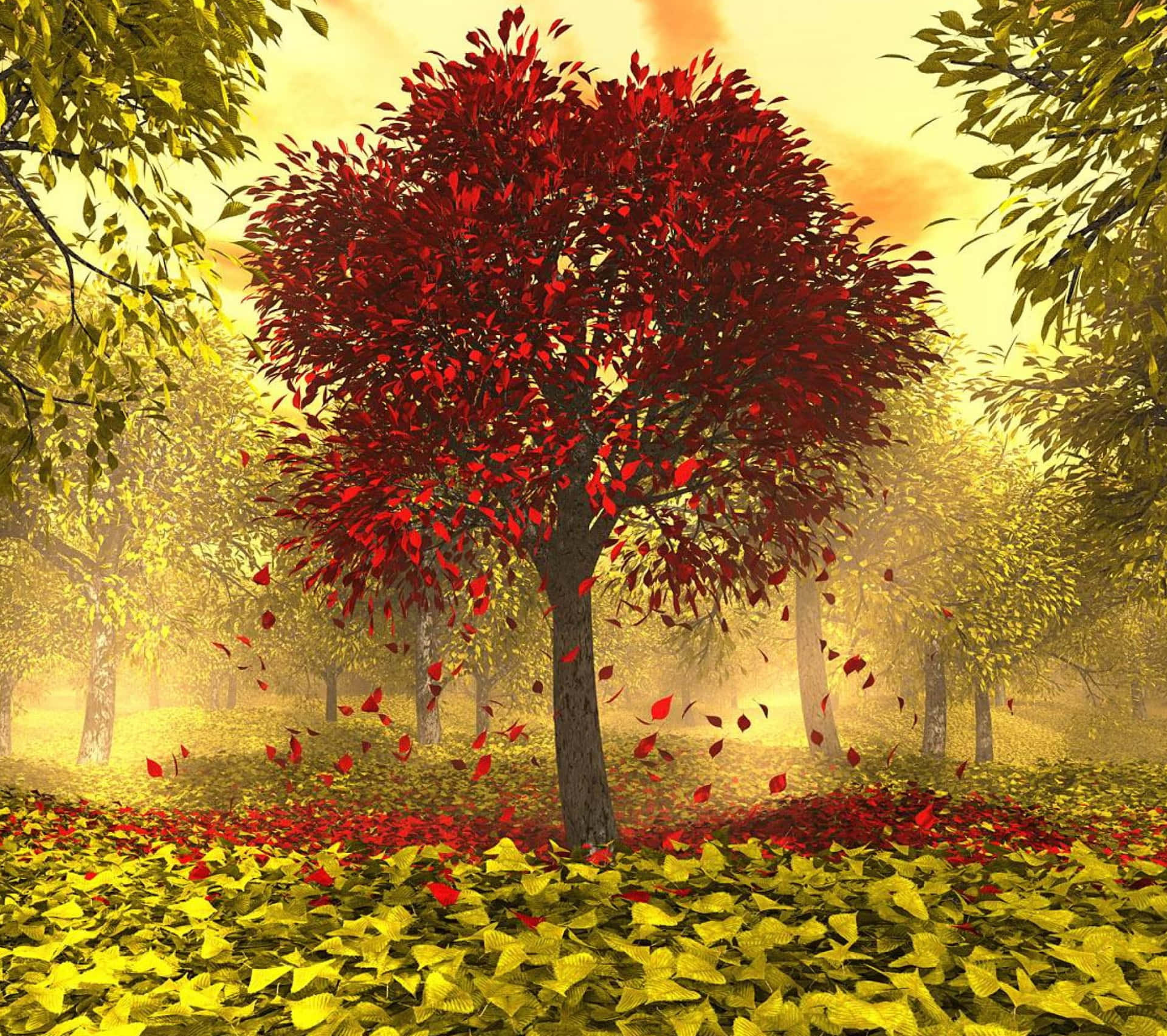Caption: Beautiful Autumnal Equinox Scenery Wallpaper