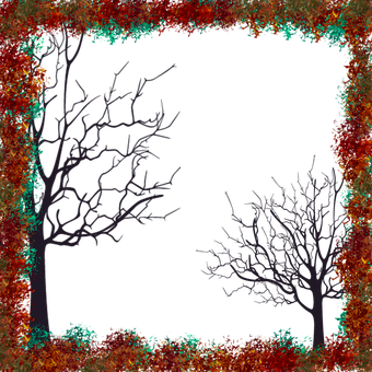 Autumnal Trees Frame Digital Art PNG