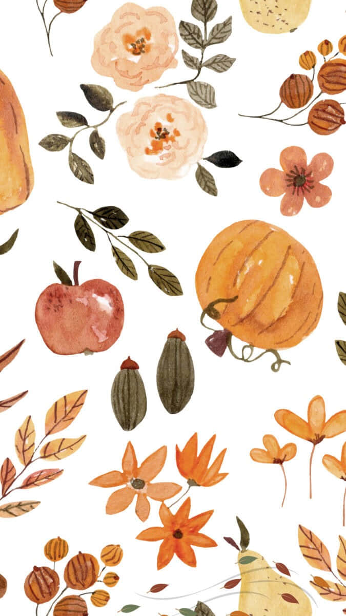 Autumnal Watercolor Pattern Wallpaper