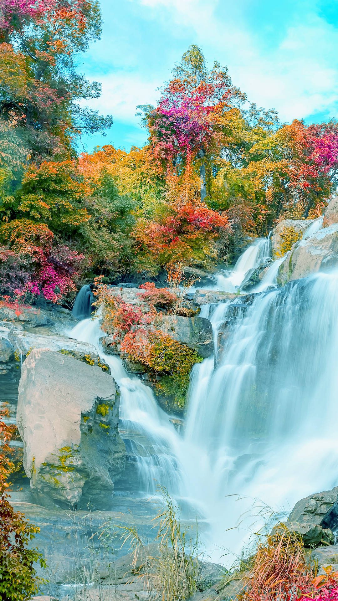 Autumnal Waterfall Serenity4 K U H D Wallpaper