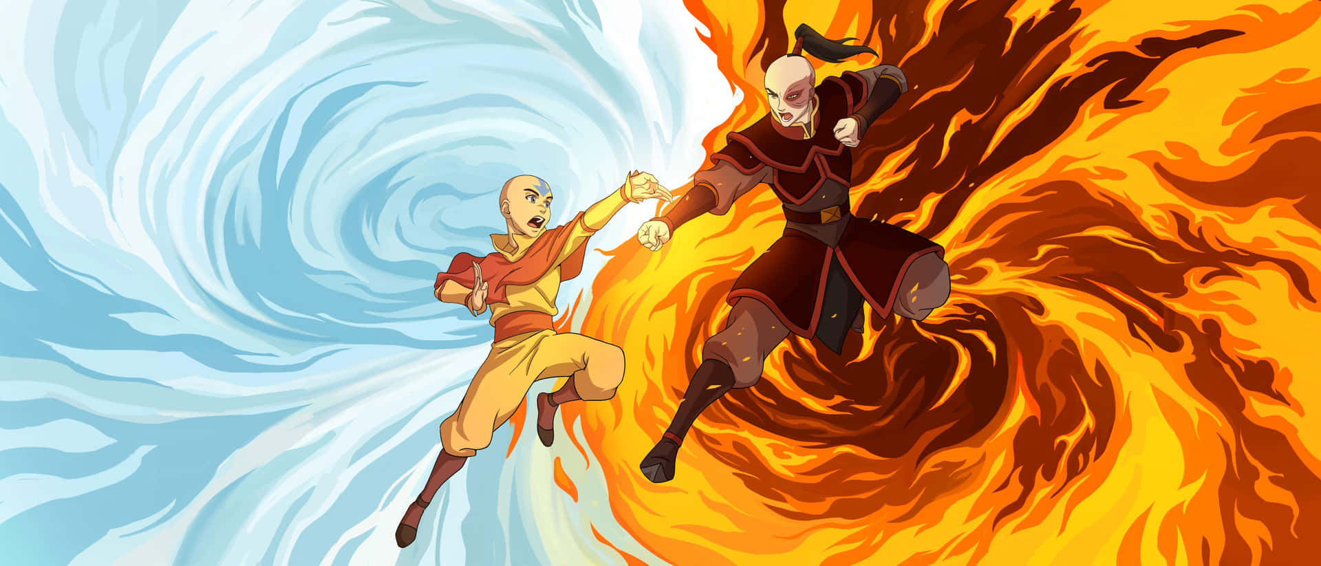 Avatar Aang Vuur Water Elementaire Strijd Achtergrond