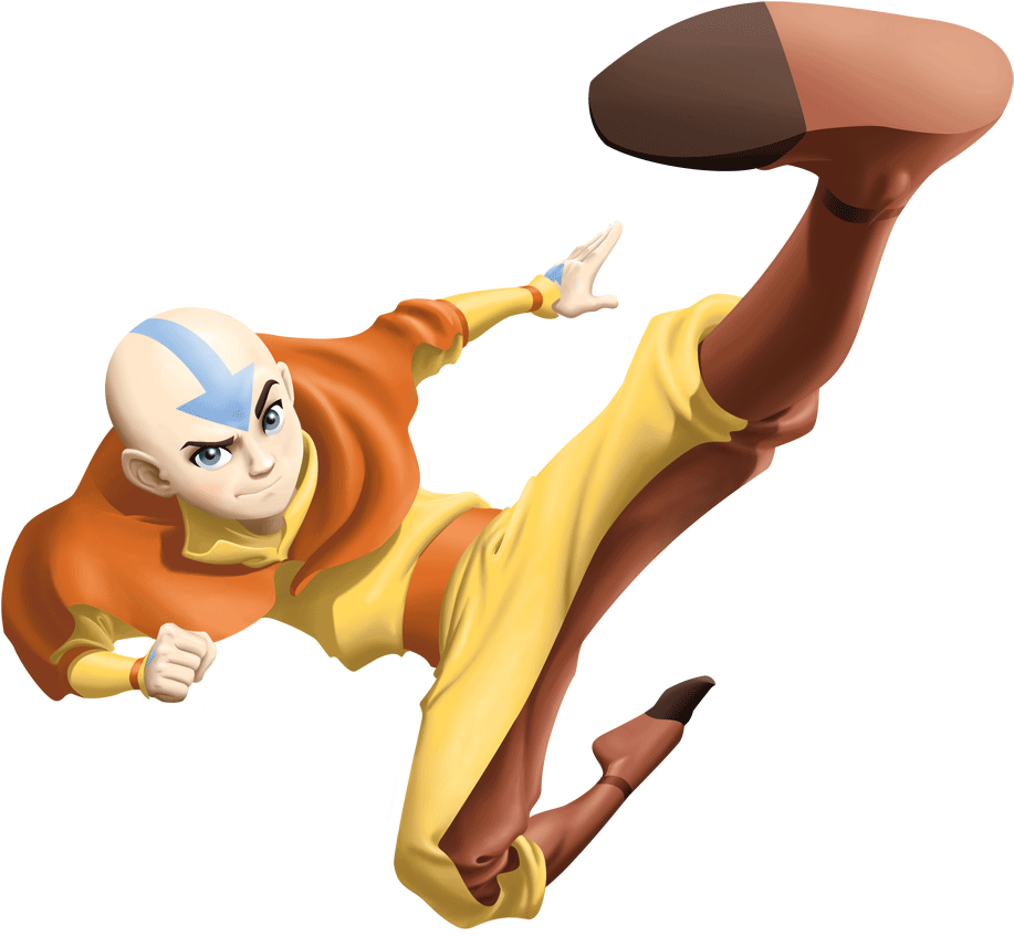 Avatar Aang Flying Action Pose PNG