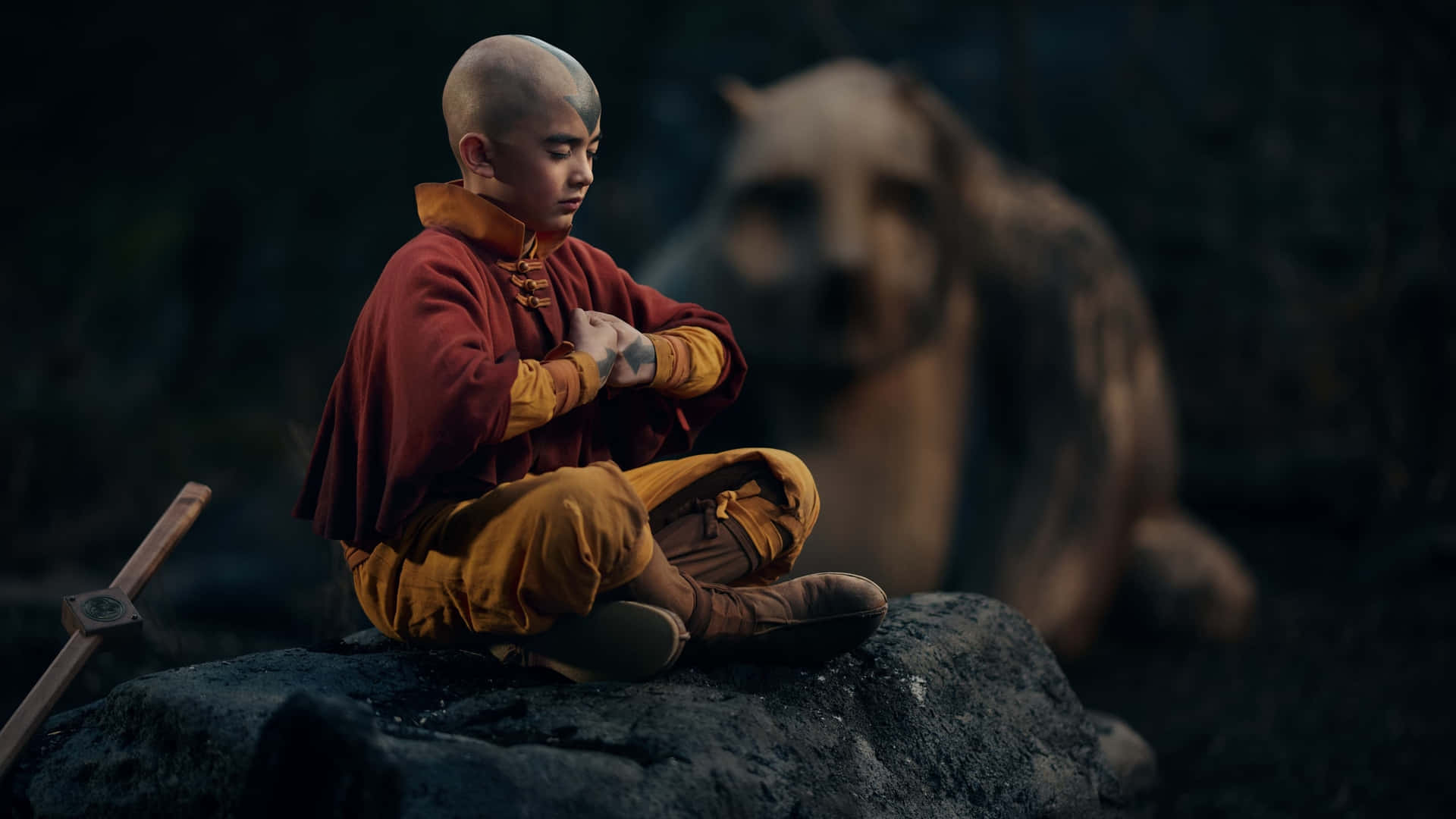 Avatar Aang Meditoimassa Appan Kanssa Taustakuva