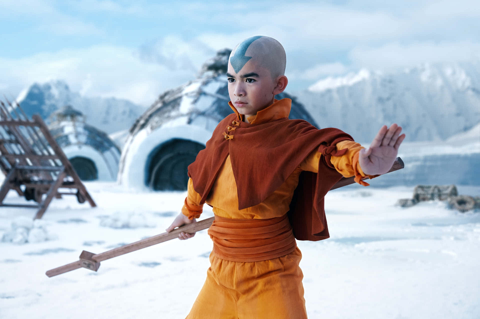 Avatar Aang Klaar Voor Strijd Achtergrond