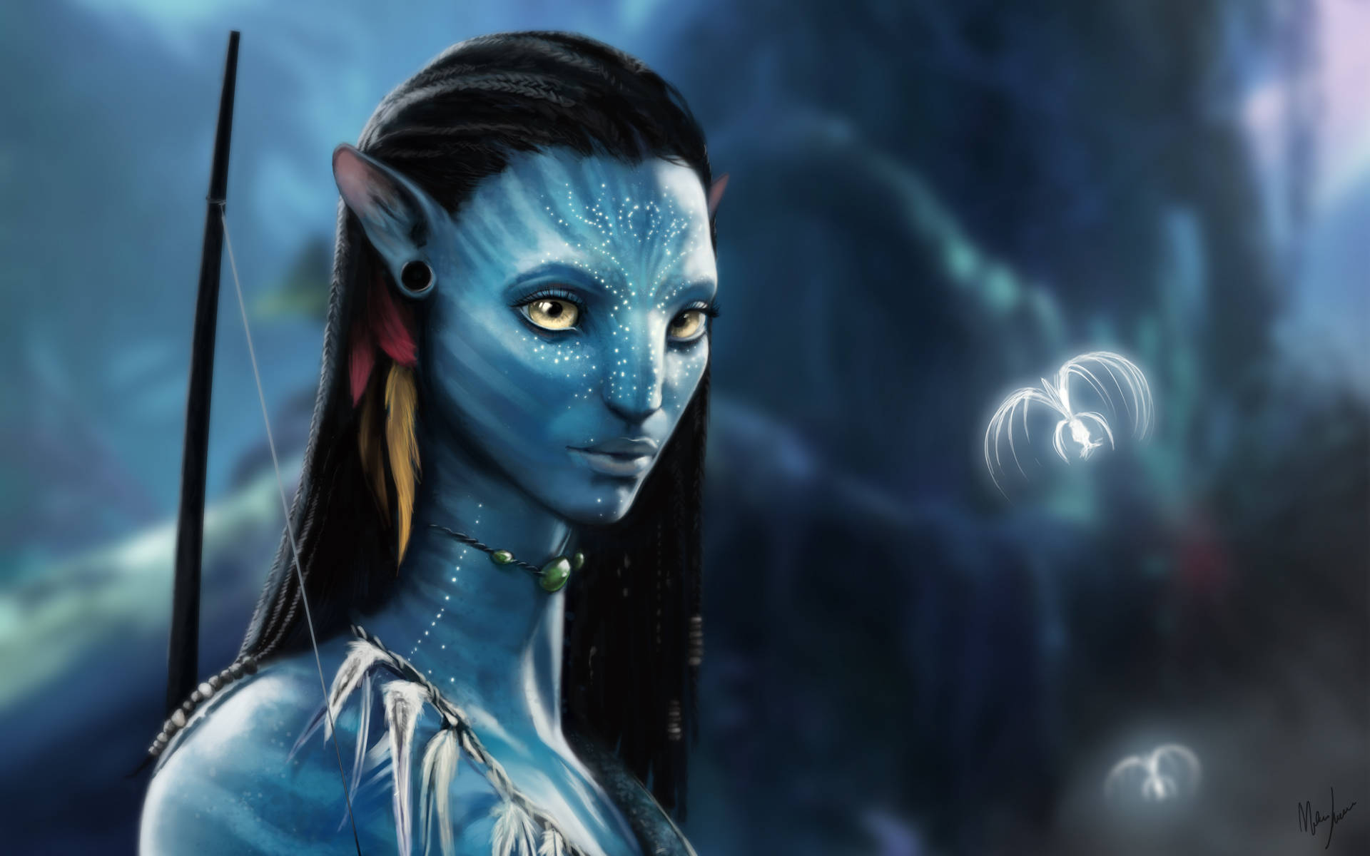 Avatar Fanart Of Neytiri In Hd Background