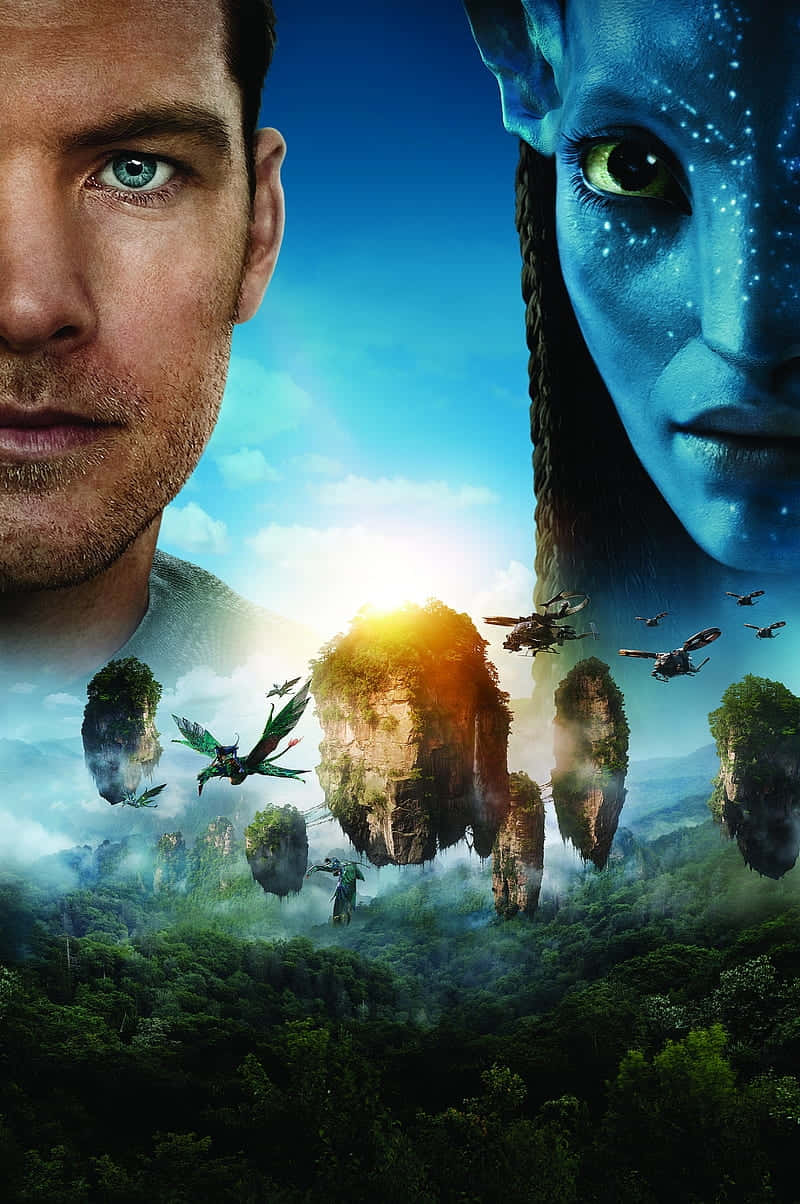 Avatar Movie Poster Facesand Pandora Landscape Wallpaper