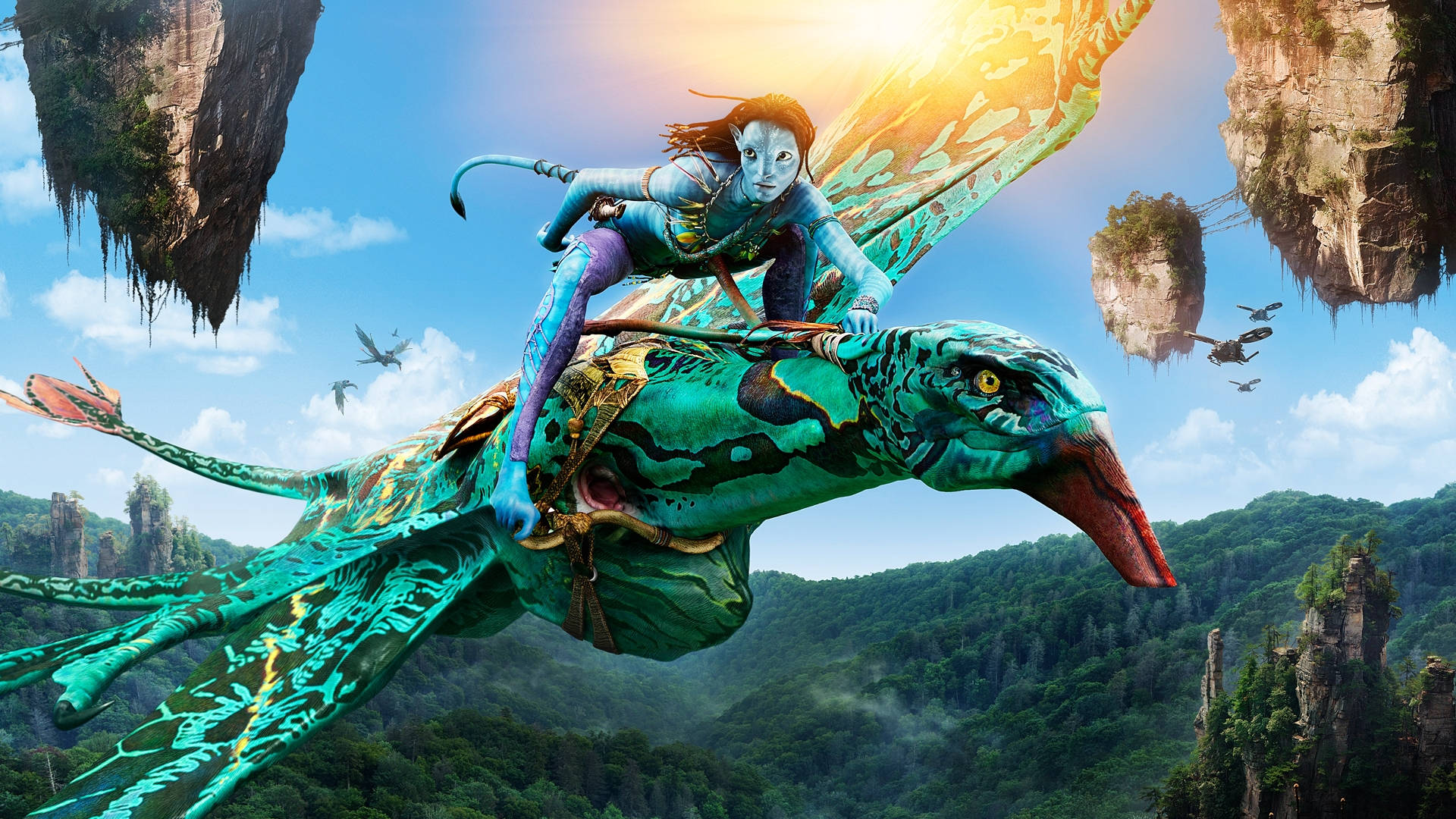 Avatar Neytiri With Her Ikran Background