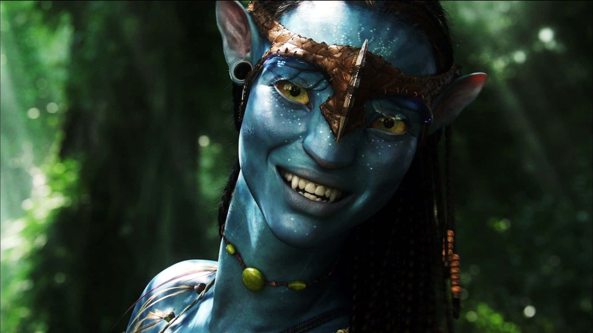 Avatarde Pandora De Una Mujer Sonriendo En Tonos Azules. Fondo de pantalla