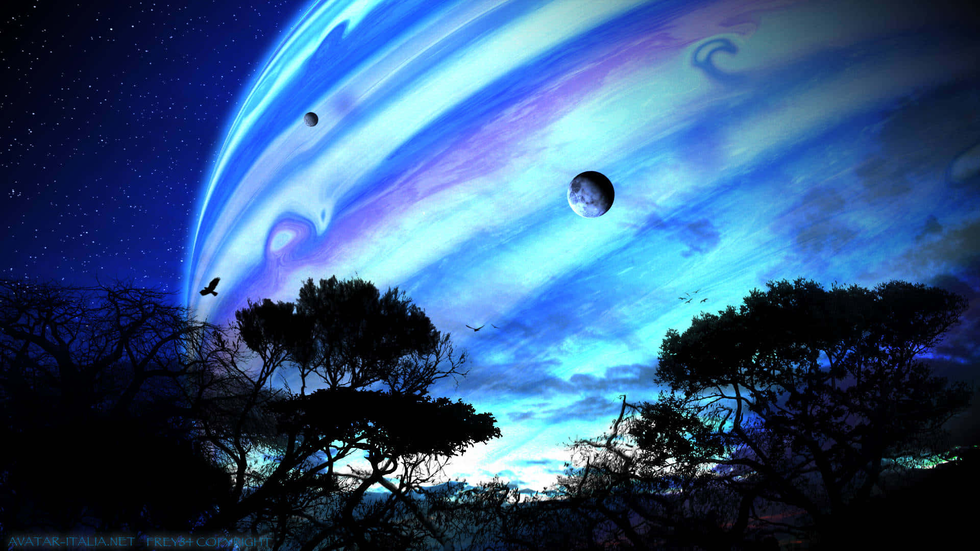 Avatar Pandora Blue Planets Wallpaper