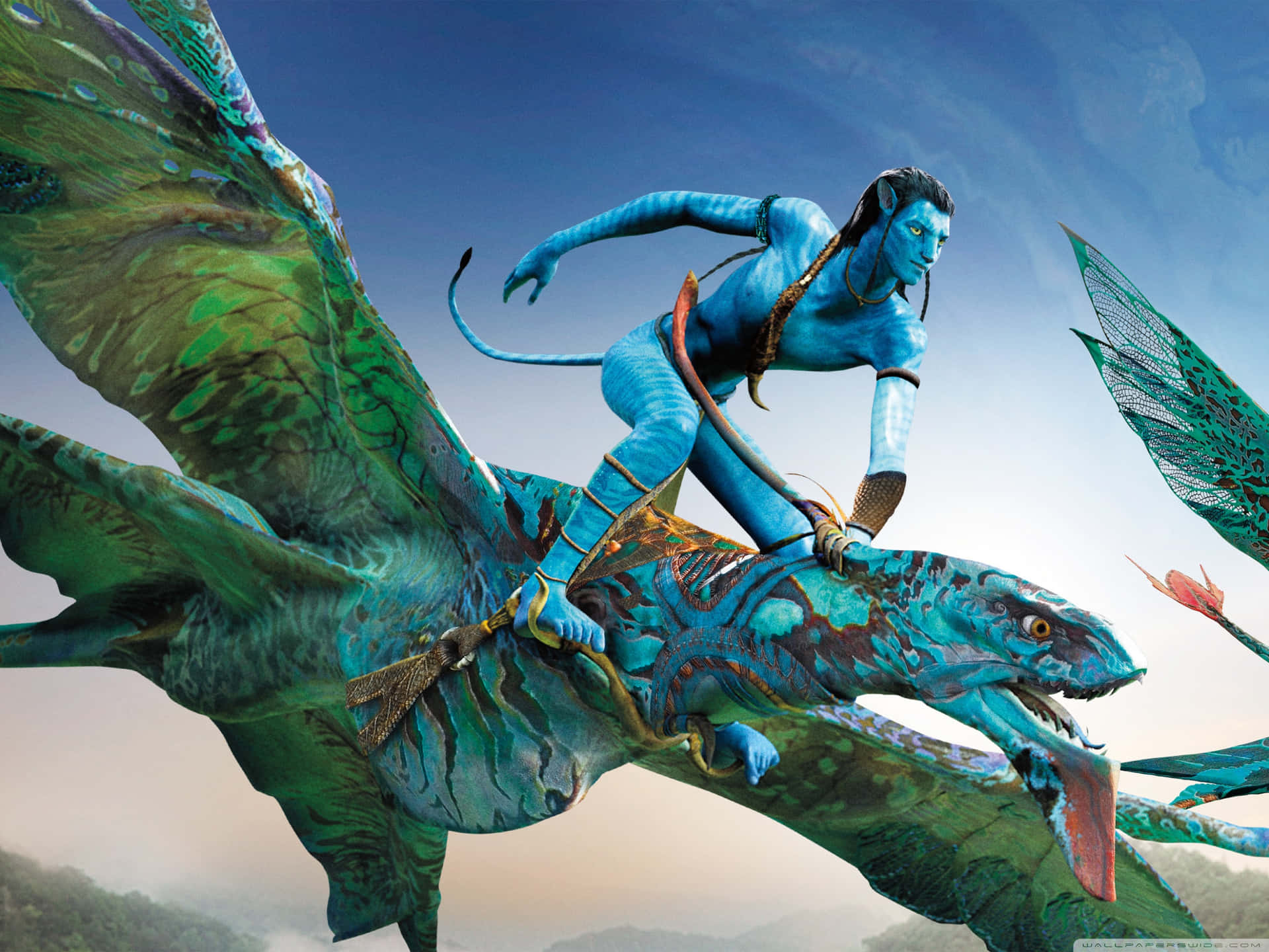 Avatar Pandora Riding Blue Dragon Wallpaper