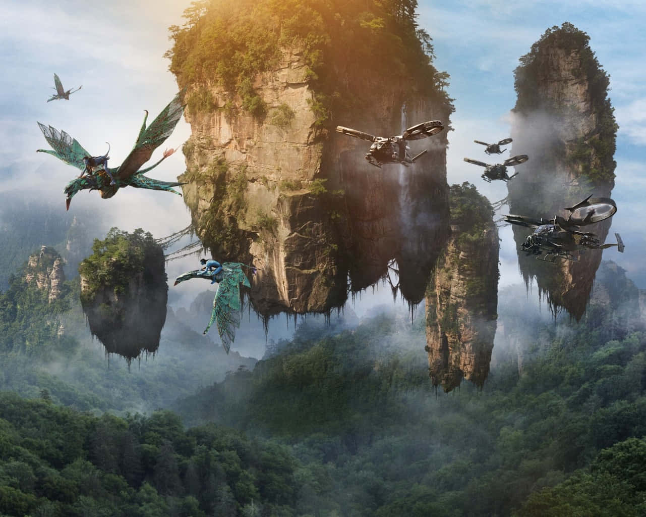 A bird's-eye view of the magical planet of Pandora from Avatar Wallpaper