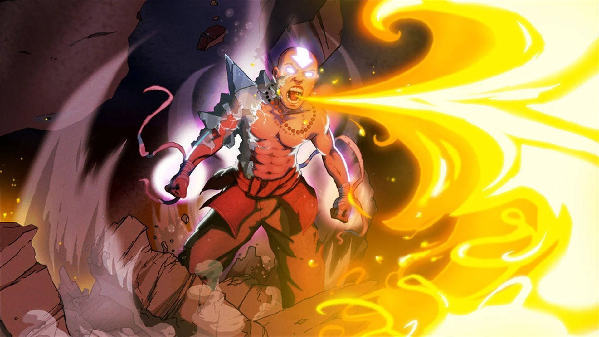 Avatar State Aang Using Earth Element Wallpaper