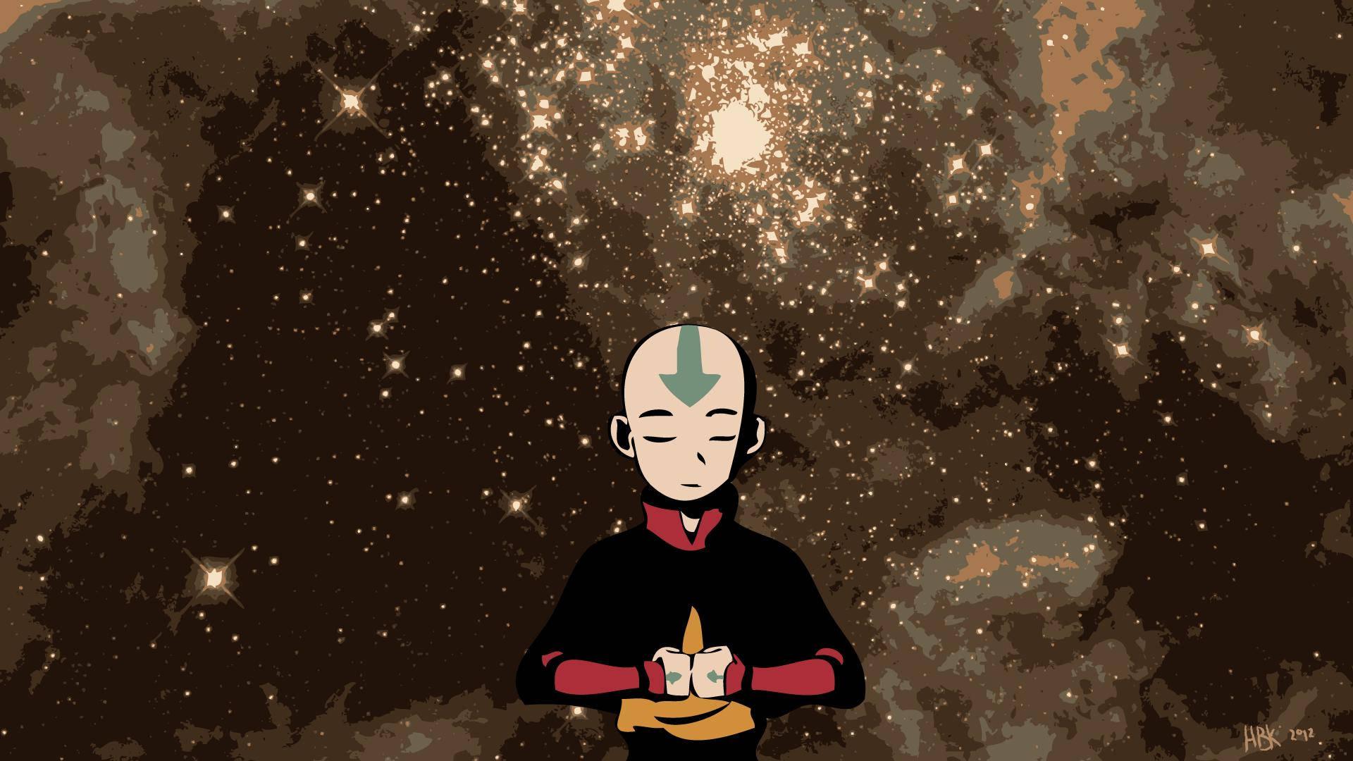 Avatar The Last Airbender Aang With The Stars Background