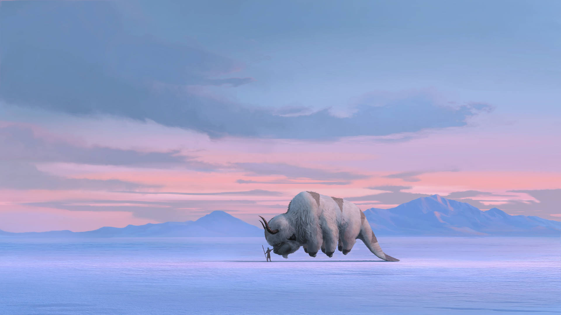 Appa is ready to take Aang and his friends on a journey Wallpaper