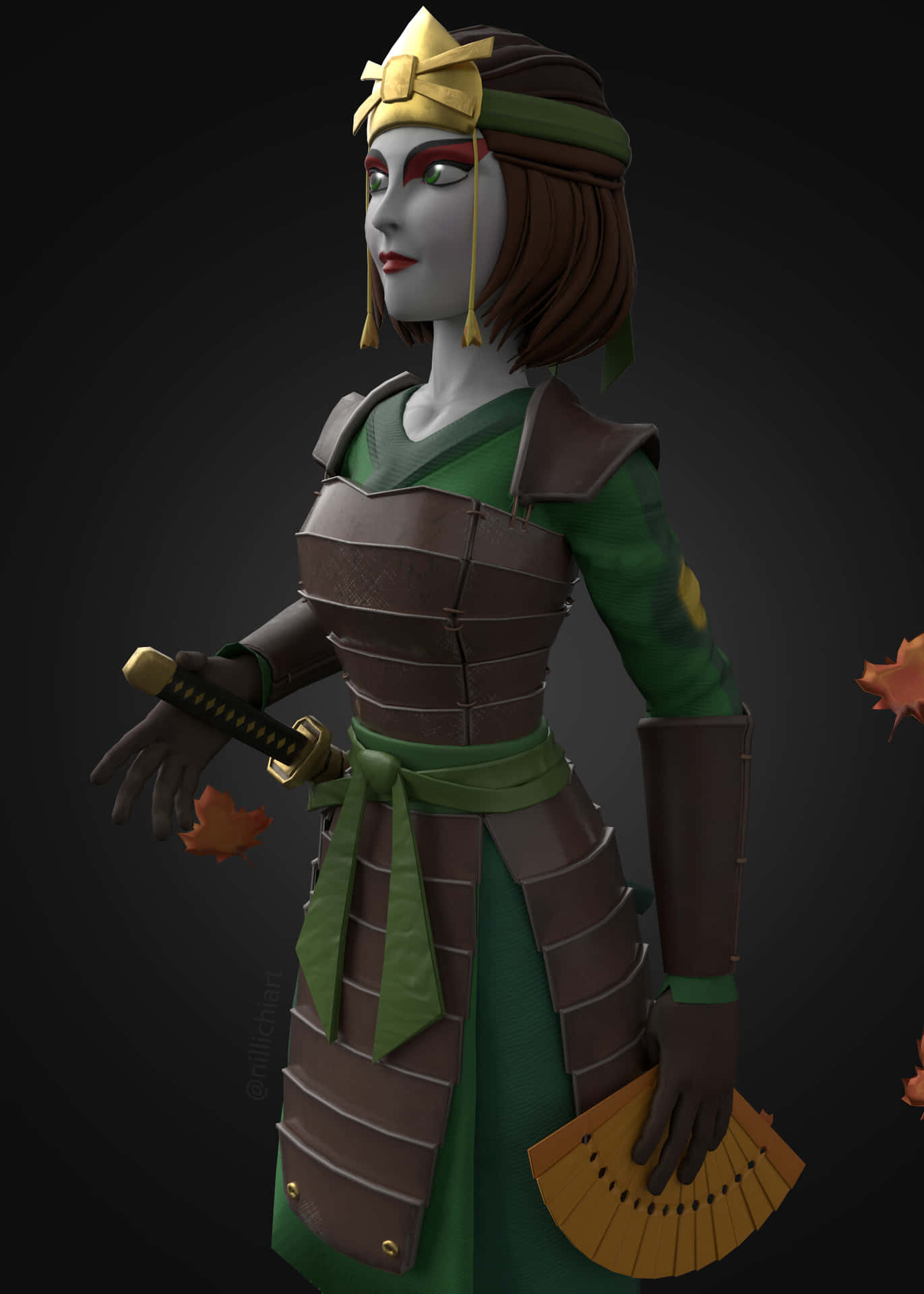 Avatar Den Siste Luftbender Suki 3d Render Bakgrunnsbildet