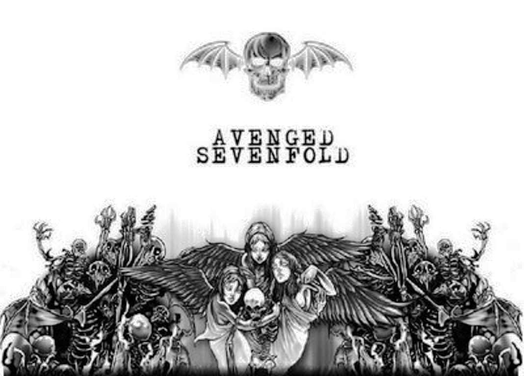 Avenged Sevenfold rocker ude på en scene foran en udsolgt klynge. Wallpaper