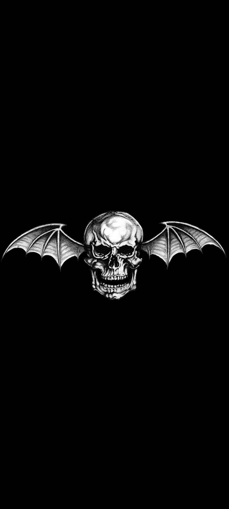 A Skull With Wings On A Black Background Wallpaper