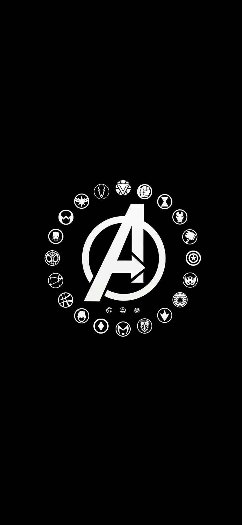 Avenger Hero Logos In Solid Black Wallpaper
