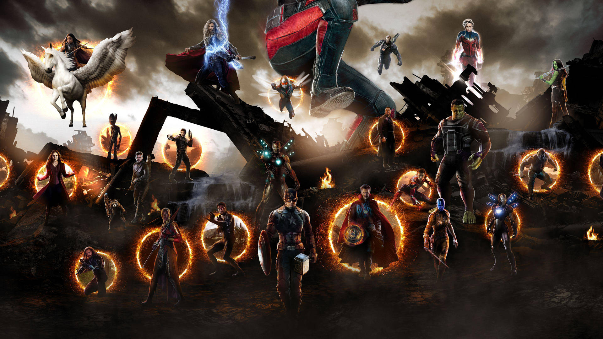 Avengers Samle End Game Portal Wallpaper Wallpaper