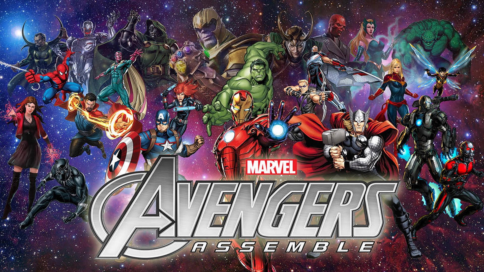 Avengers Assemble Purple Galaxy Art Wallpaper