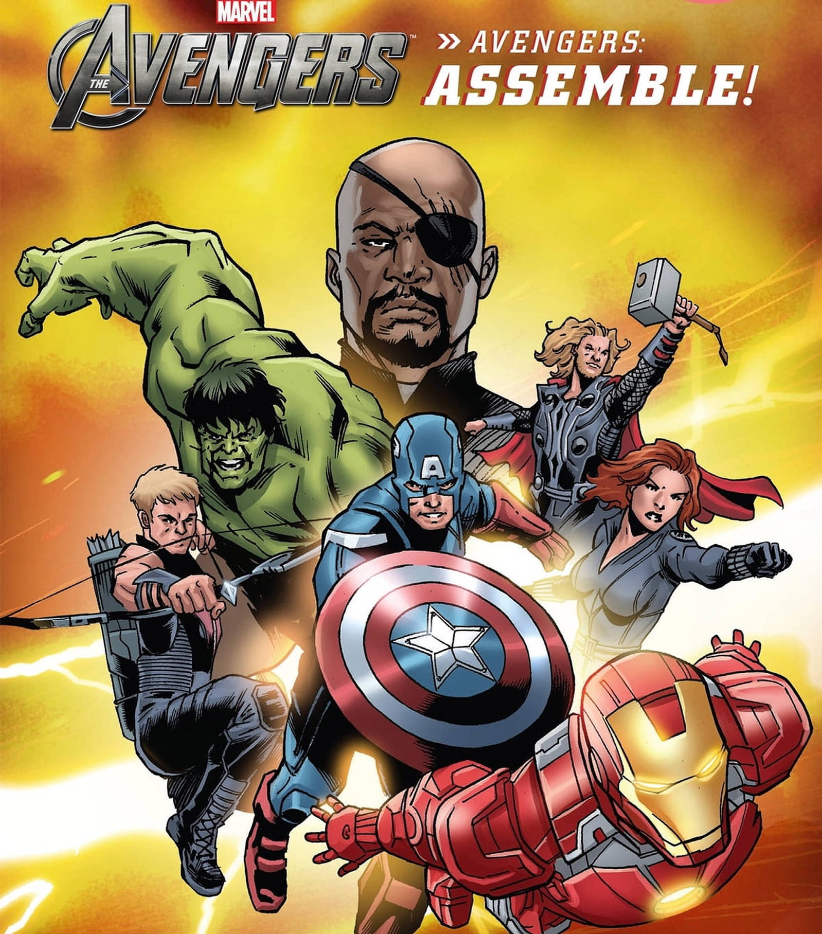 Avengerssamlas Med Fury På Bakgrunden. Wallpaper