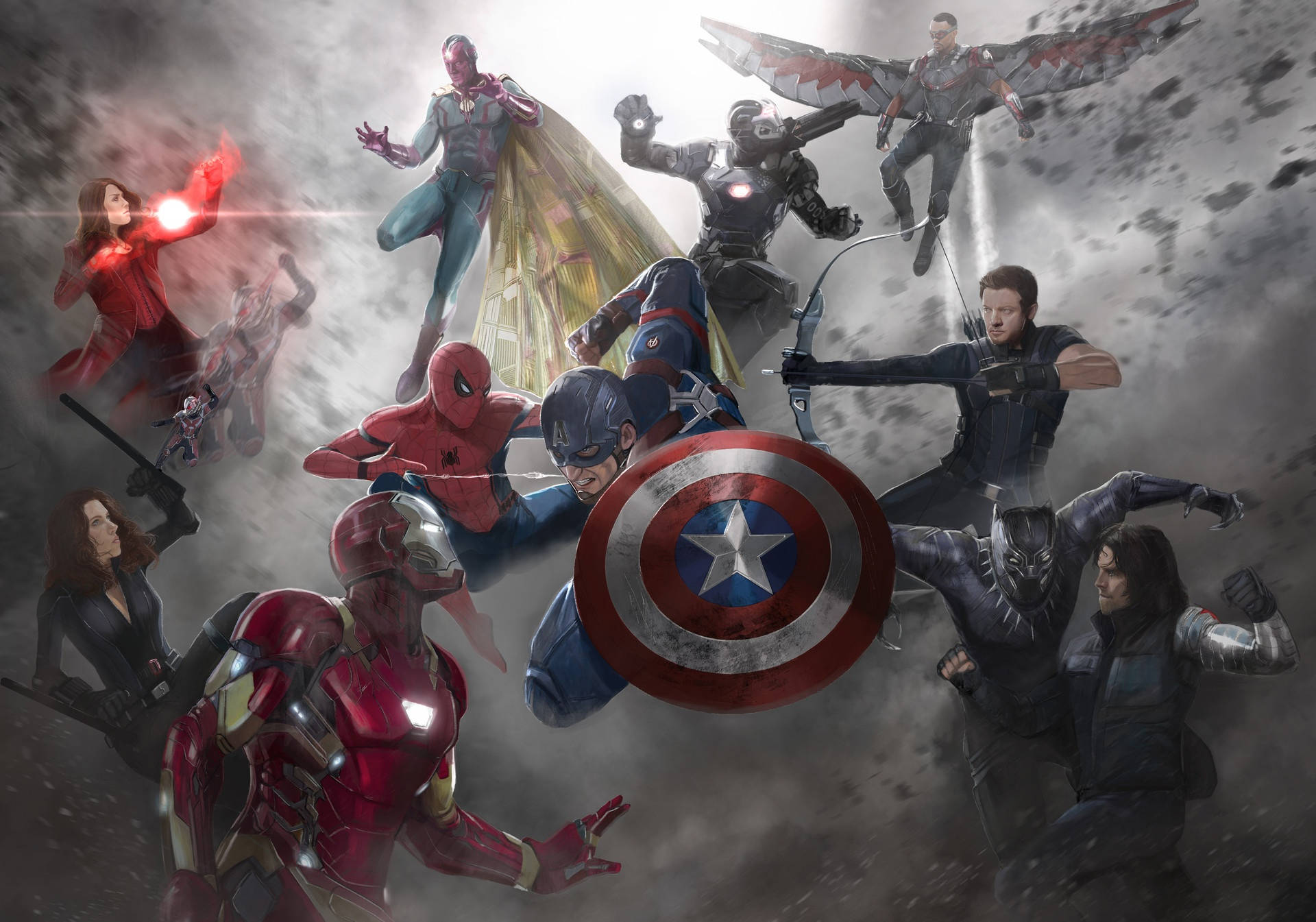 Avengers' Battle Poses Captain America Civil War Wallpaper