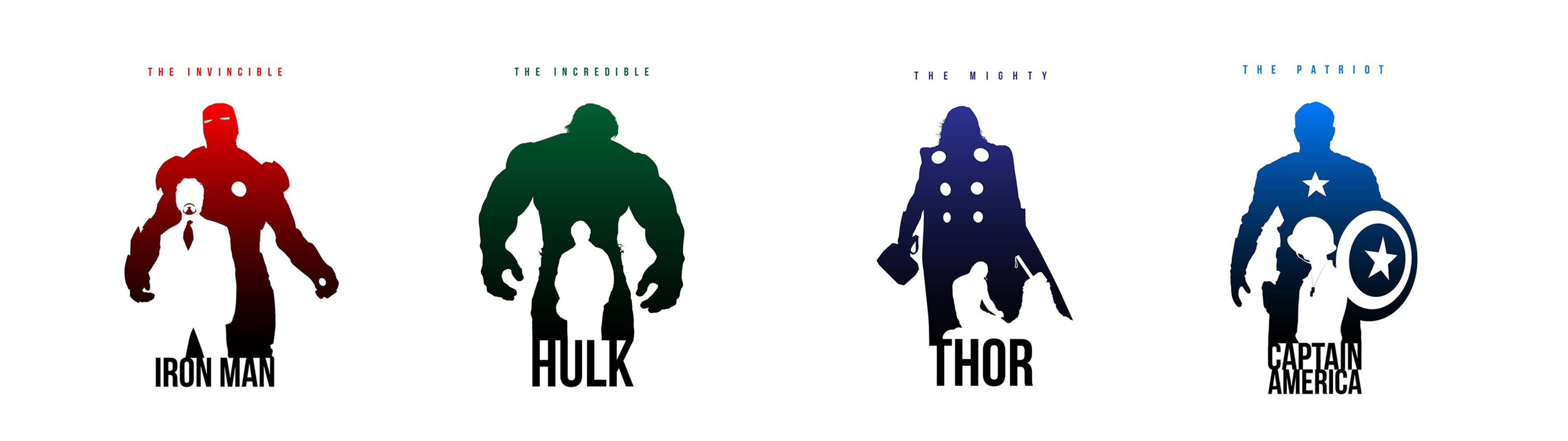 The Avengers Silhouettes In Different Colors Wallpaper
