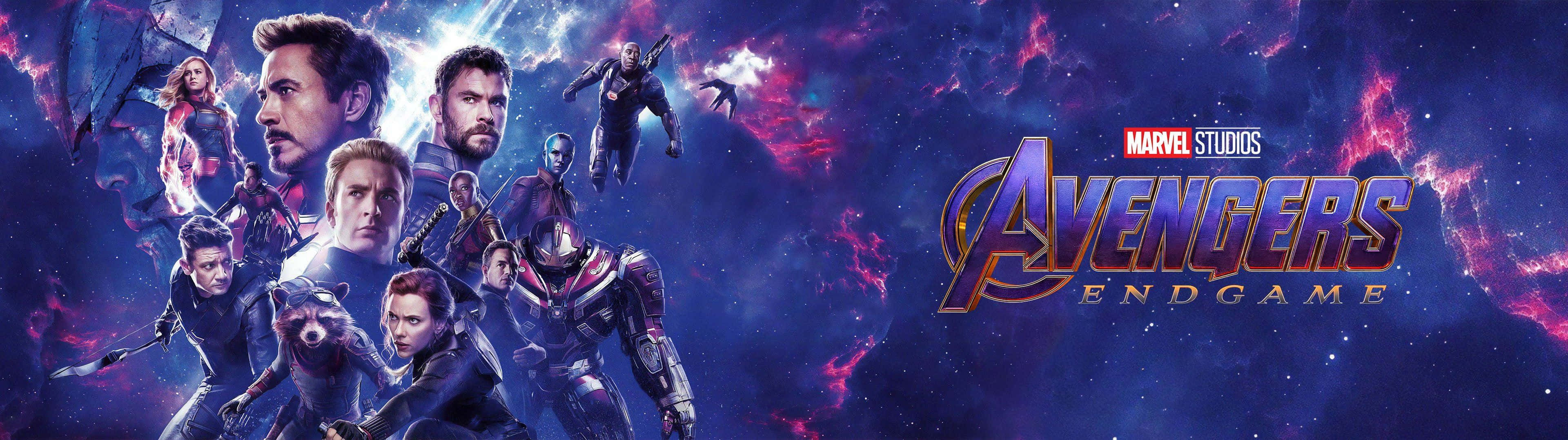 Mærk kraften af Marvels Avengers på dobbelt skærm. Wallpaper