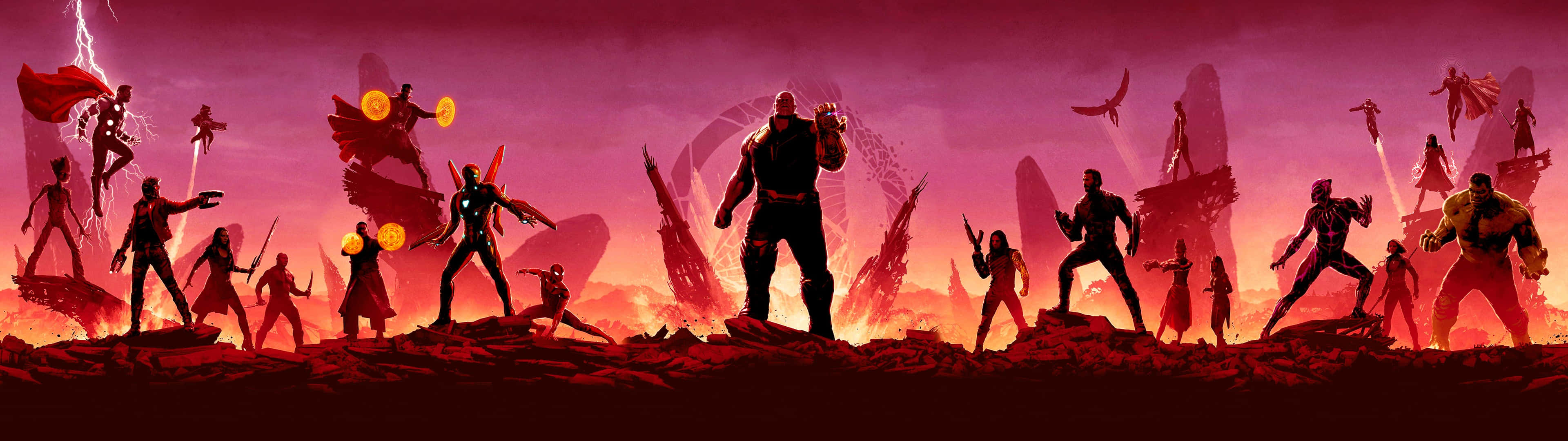 Dramatic Avengers Dual Screen Scene Wallpaper