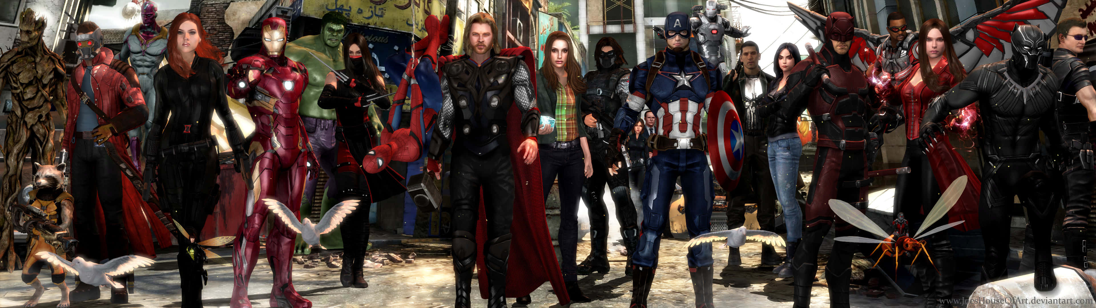 Avengers Dobbelt Skærm 3840 X 1080 Wallpaper