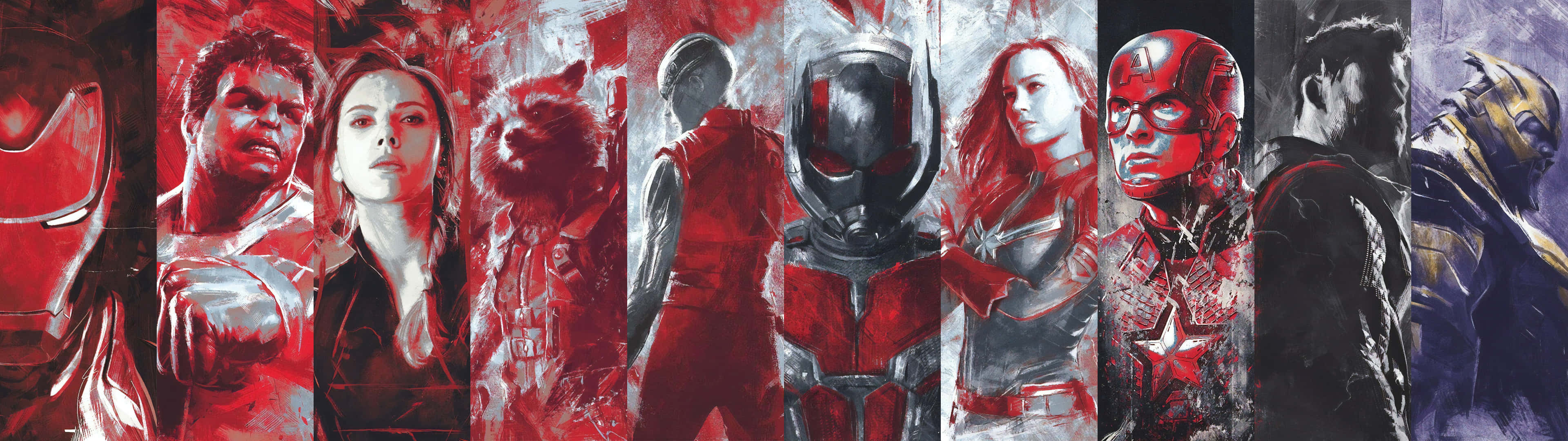 Einegruppe Von Superhelden In Rot Und Schwarz In Einer Reihe Wallpaper