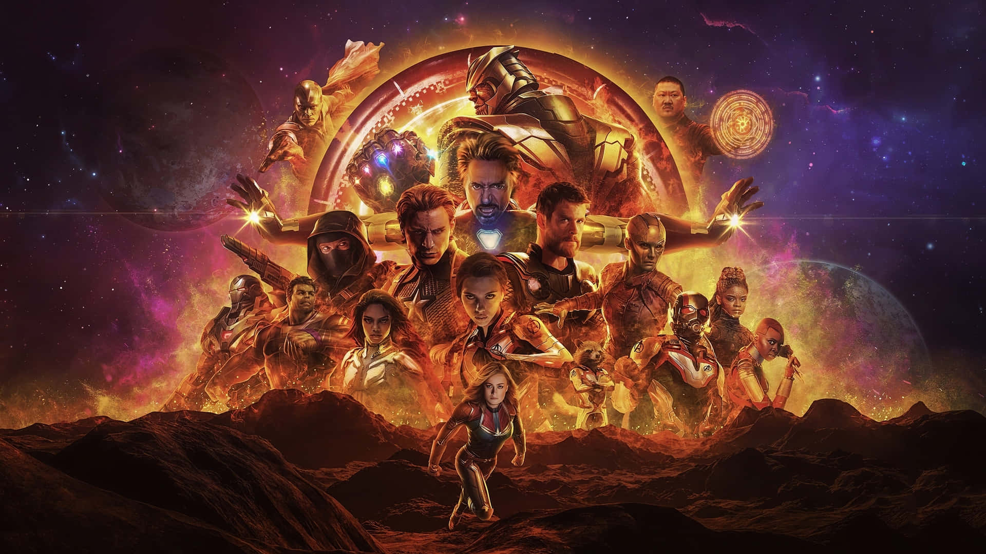 Avengerssamlar Sina Krafter För Att Besegra Thanos I Avengers Endgame.