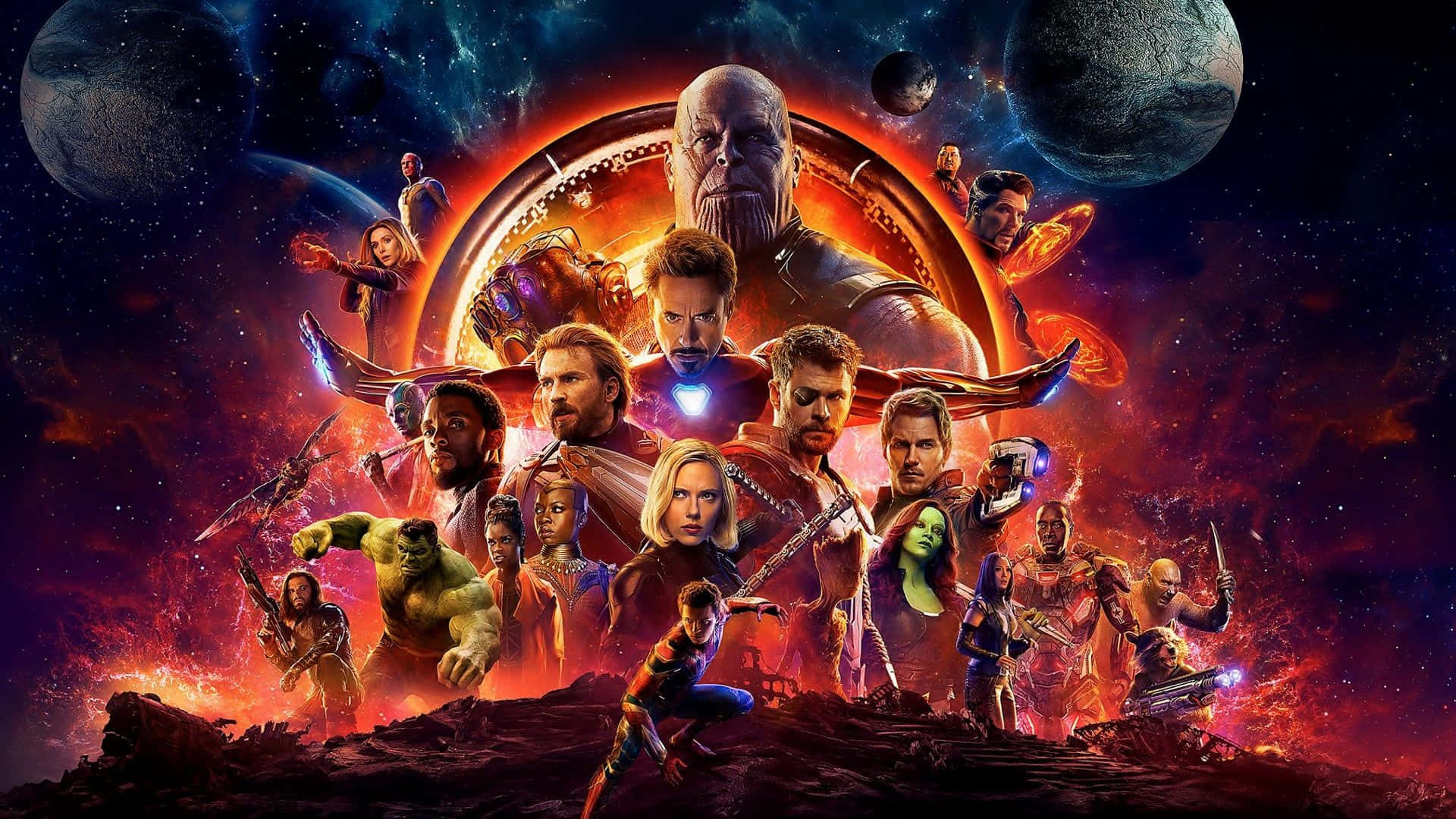 Diegesamte Avengers-besetzung Vereint Gegen Ihren Größten Feind: Thanos.