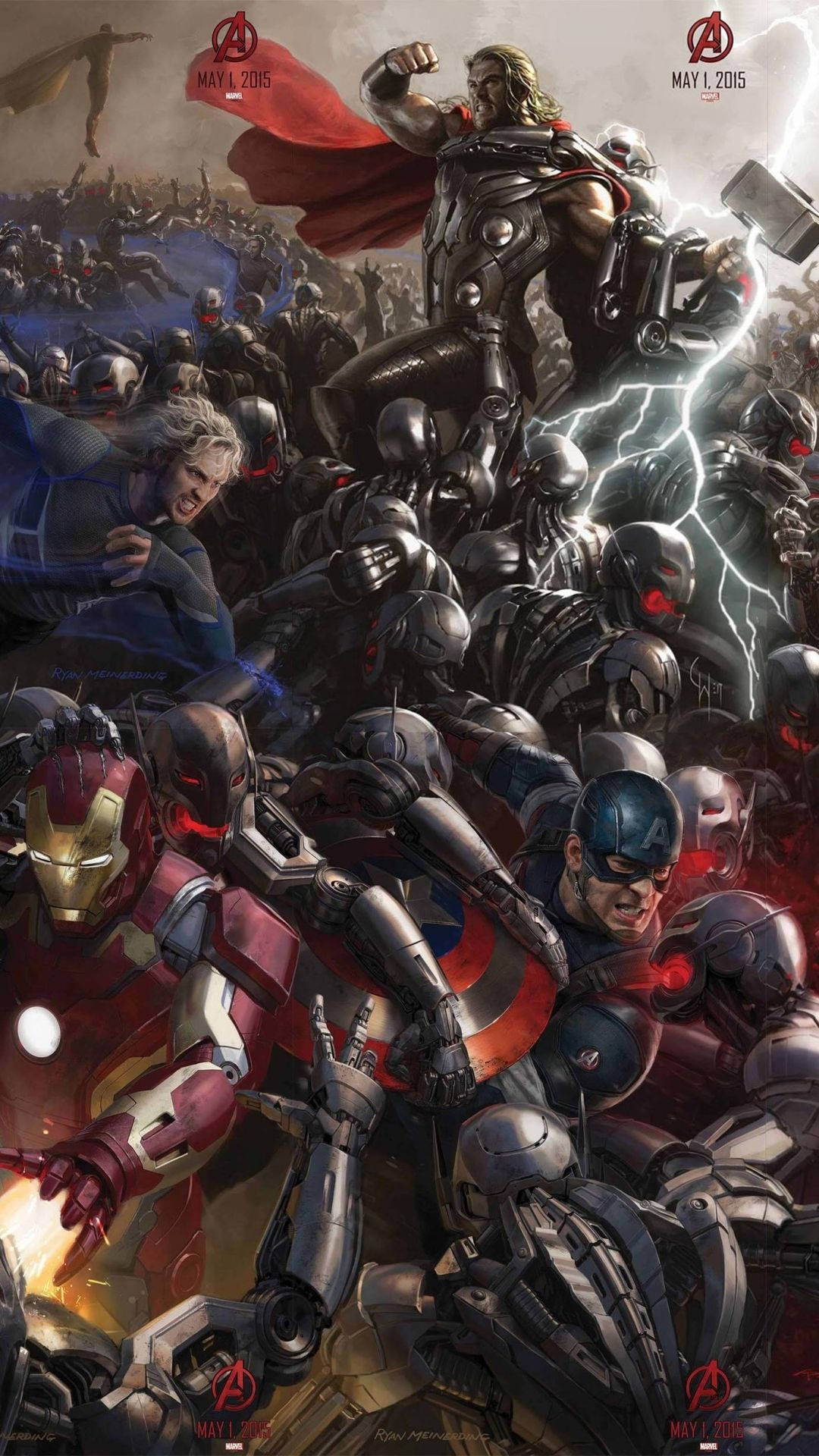 Download Avengers Iphone Fighting Robot Army Wallpaper 