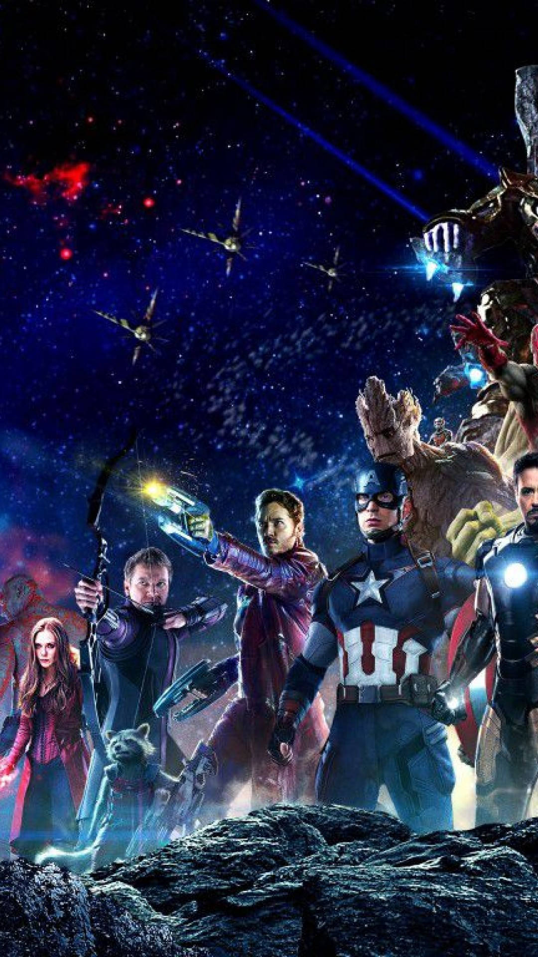 Avengersiphone En Un Escenario De Ciencia Ficción En El Espacio Exterior. Fondo de pantalla