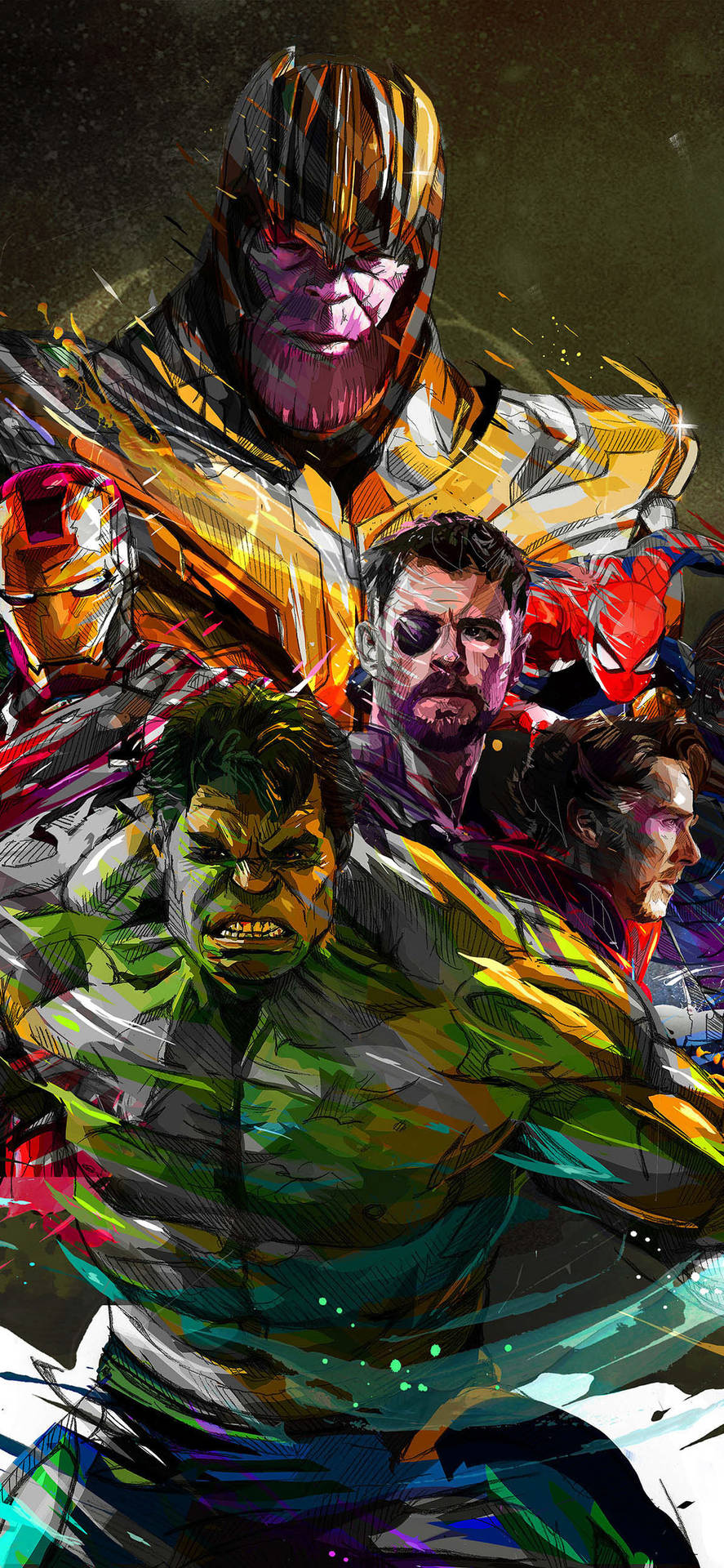 Iphone Avengers Con Tuta Armatura Thanos Sfondo