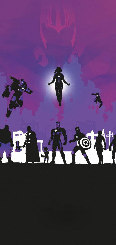 Avengers iPhone X Sort Lilla Tapet Wallpaper