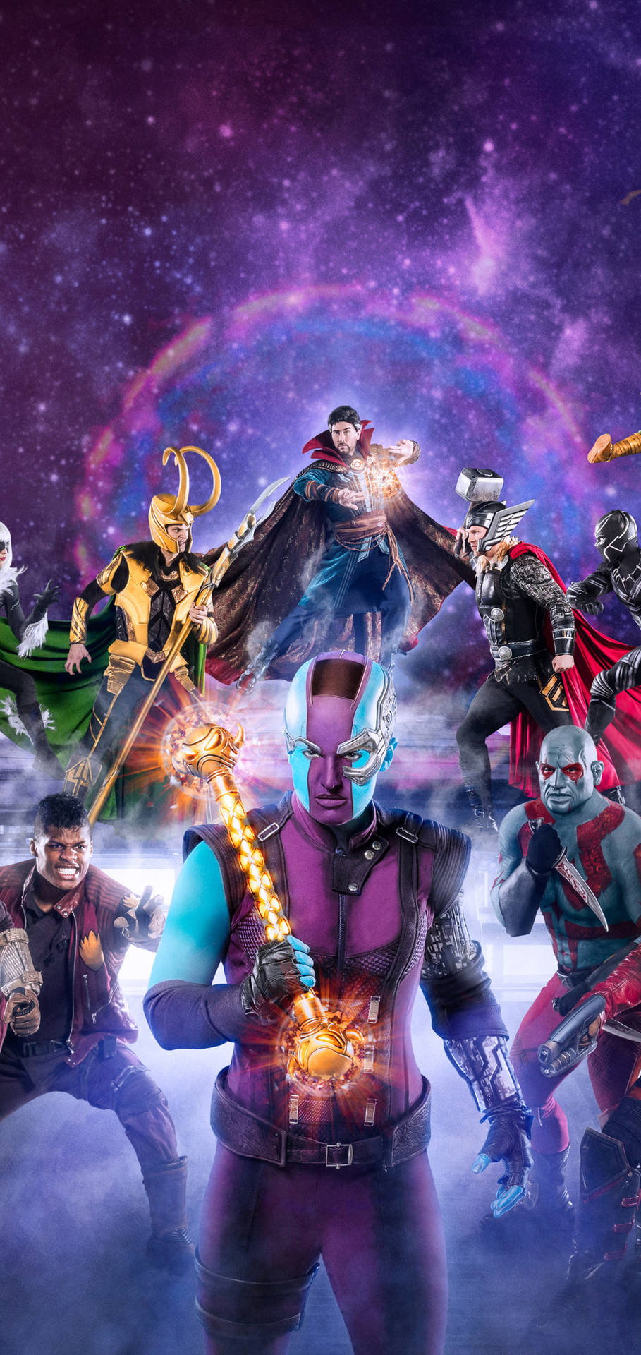 Avengersiphone X Violetter Weltraum-galaxie Wallpaper