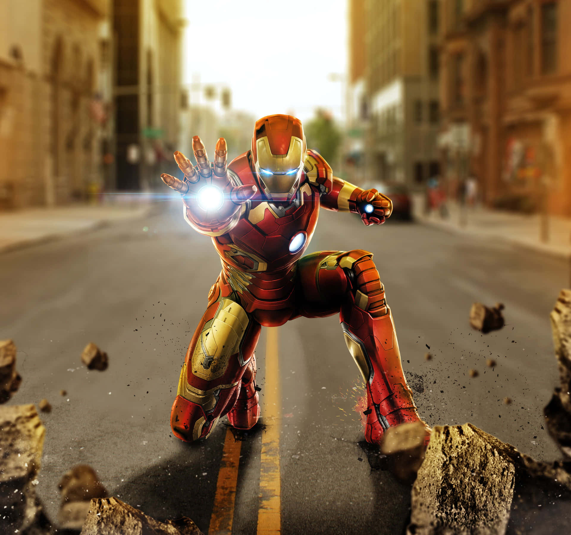 Avengers Iron Man Infinity Krig New York Scene Wallpaper