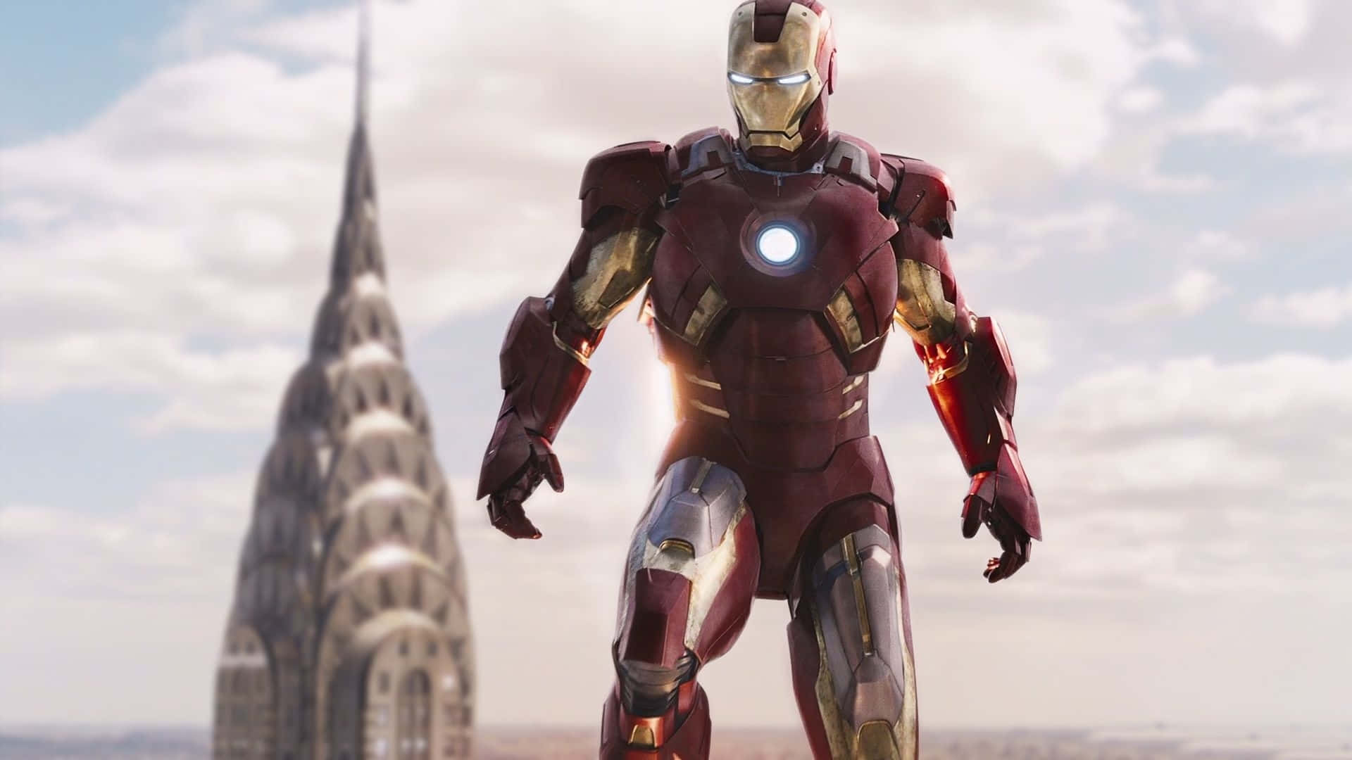 Tony Stark, rustet helt Iron Man, på væggen. Wallpaper
