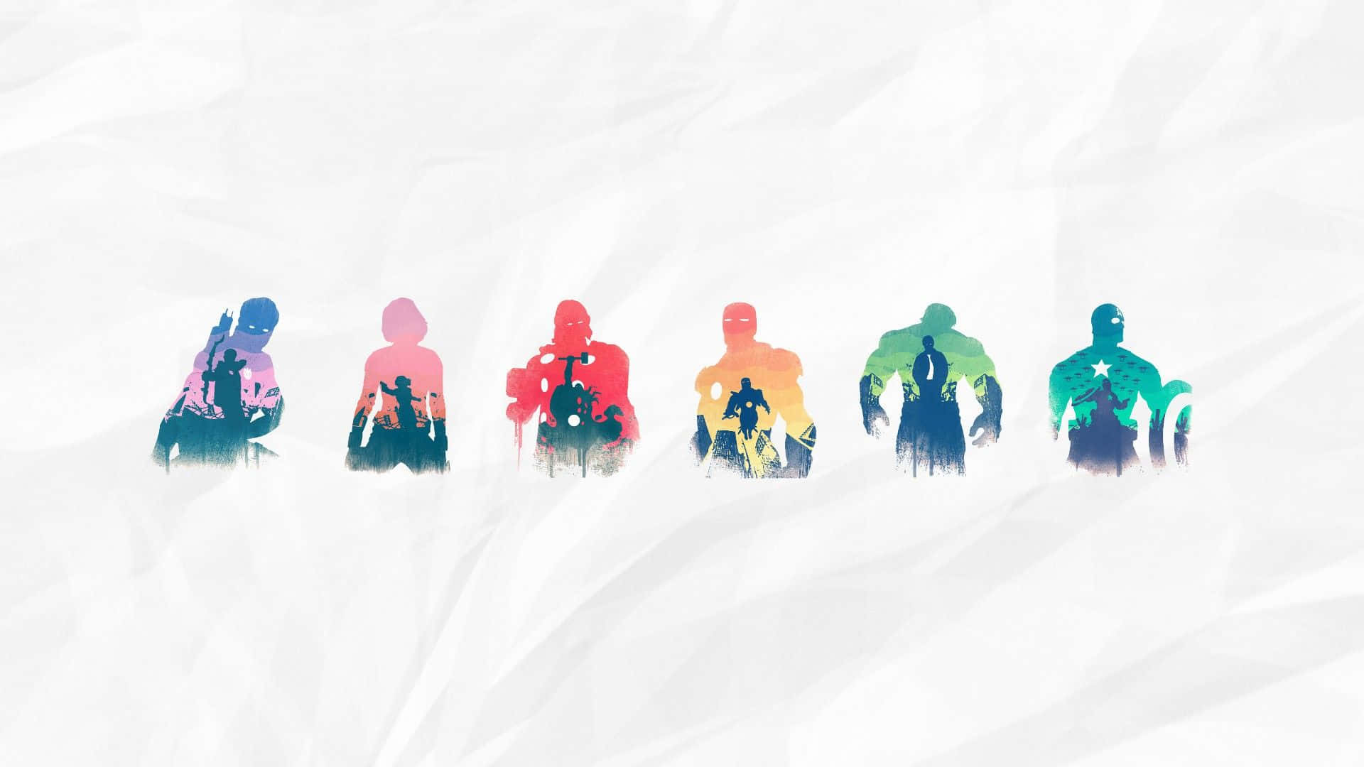 A Group Of Colorful Characters Standing In A Row Wallpaper